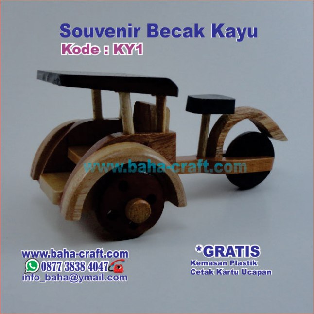 087738384047 (XL) Souvenir Miniatur Becak Kayu | 087738384047 (XL
